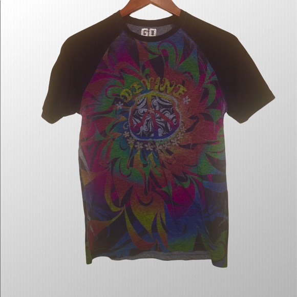 Go Jeans Devine Psychedelic Fitted T-shirt Hippie Groovy - Picture 1 of 3